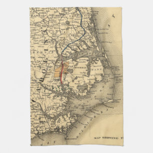 Paño De Cocina Mapa del vintage de la costa de Carolina del Norte