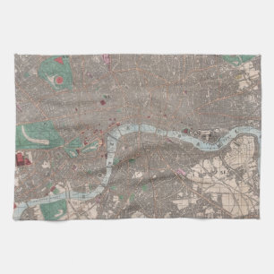 Paño De Cocina Mapa del vintage de Londres Inglaterra (1862)