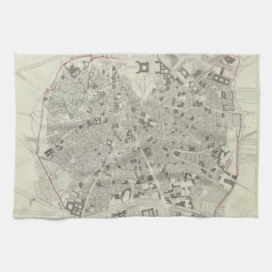 Paño De Cocina Mapa del vintage de Madrid España (1831)