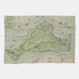 Paño De Cocina Mapa del vintage de Marthas Vineyard (1913)