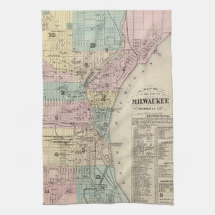Paño De Cocina Mapa del vintage de Milwaukee Wisconsin (1878)