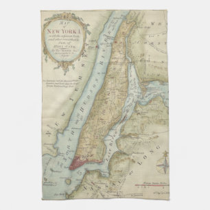 Paño De Cocina Mapa del vintage de New York City (1869)