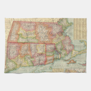 Paño De Cocina Mapa del vintage de Nueva Inglaterra States (1900)