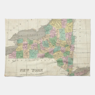 Paño De Cocina Mapa del vintage de Nueva York (1827)
