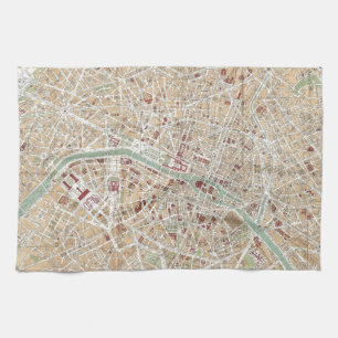 Paño De Cocina Mapa del vintage de París (1892)