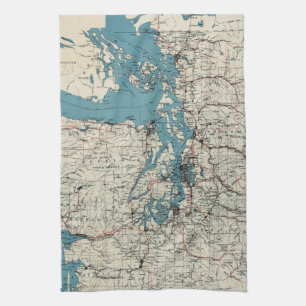 Paño De Cocina Mapa del vintage de Puget Sound (1919)