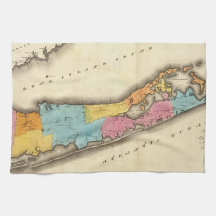 Paño De Cocina Mapa del vintage de Suffolk Nueva York (1829)
