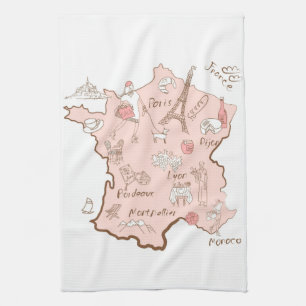Paño De Cocina Mapa francés o Francia de las señales