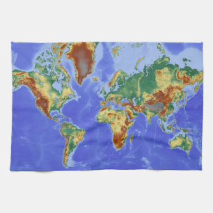 Paño De Cocina Mapa internacional de la geografía mundial