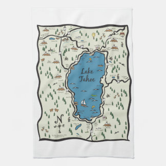Paño De Cocina Mapa lleno del área del lago Tahoe