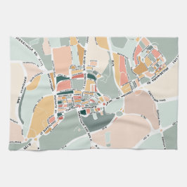 Paño De Cocina Mapa moderno y colorido de Bury St Edmunds