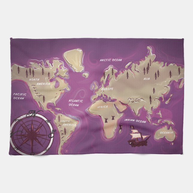 Paño De Cocina Mapa Mundial (Horizontal)