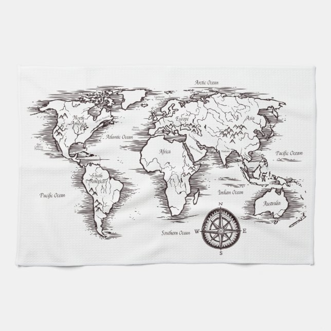 Paño De Cocina Mapa mundial (Horizontal)