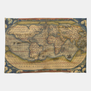 Paño De Cocina Mapa Mundial Viaje Antiguo Ortelius Europa