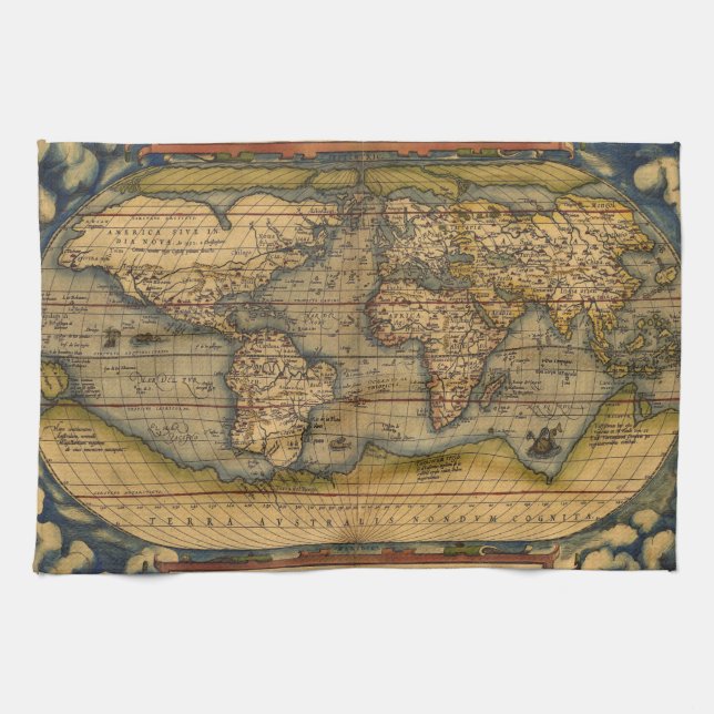 Paño De Cocina Mapa Mundial Viaje Antiguo Ortelius Europa (Horizontal)