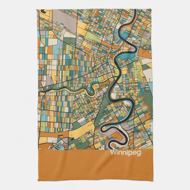 Paño De Cocina Mapa/naranja de Winnipeg (Vertical)