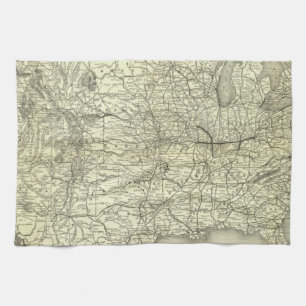 Paño De Cocina Mapa Ohio y ferrocarril de Mississippi