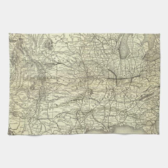 Paño De Cocina Mapa Ohio y ferrocarril de Mississippi (Horizontal)