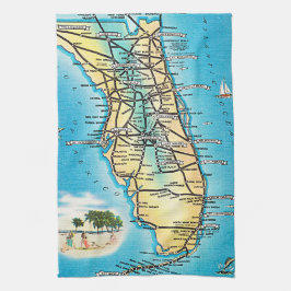 Paño De Cocina Mapa vintage de Florida con autopistas