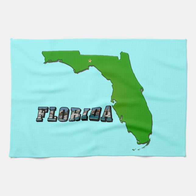 Paño De Cocina Mapa y texto del estado de Florida (Horizontal)