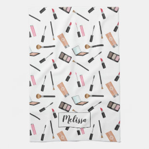 Paño De Cocina Maquillaje Cosas Ilustradas Patrón Nombre Personal