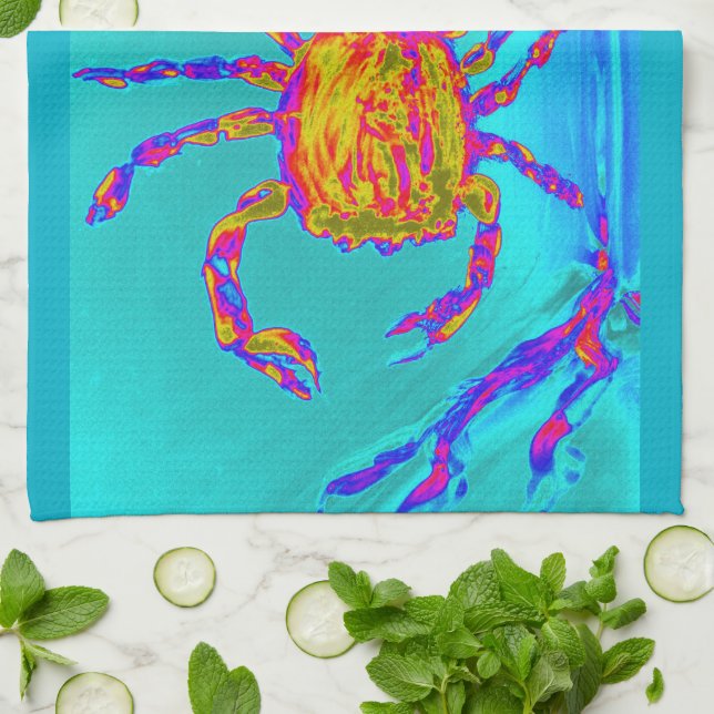 Paño De Cocina Mar de arte submarino del cangrejo de Guay (Doblado)