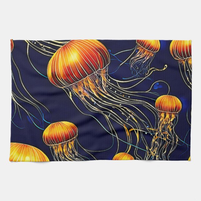 Paño De Cocina Mar de Jellyfish (Horizontal)