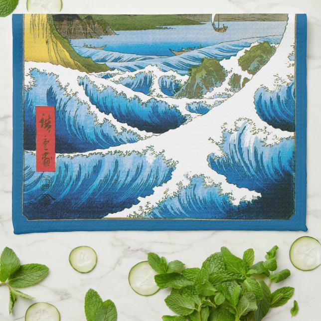 Paño De Cocina Mar en Satta, provincia de Suruga, por Ando Hirosh (Doblado)