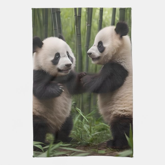 Paño De Cocina Maravillas caprichosas: Los bebés pandas juegan en (Vertical)