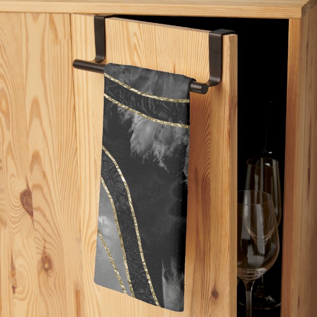 Paño De Cocina Marble Agate Gold Glam 11 (Pliegue de tercios)