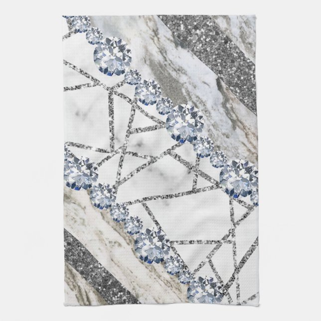 Paño De Cocina Marble Gray Gold White (Vertical)
