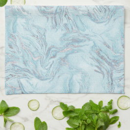 Paño De Cocina Marble plateado azul acuático
