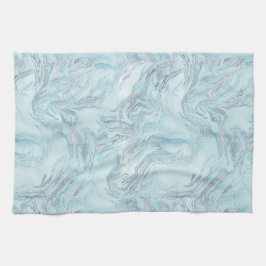 Paño De Cocina Marble plateado azul acuático