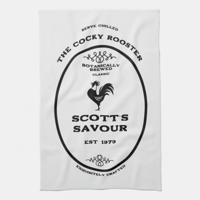 Paño De Cocina Marca comercial, gallo de coca, personalizable (Vertical)