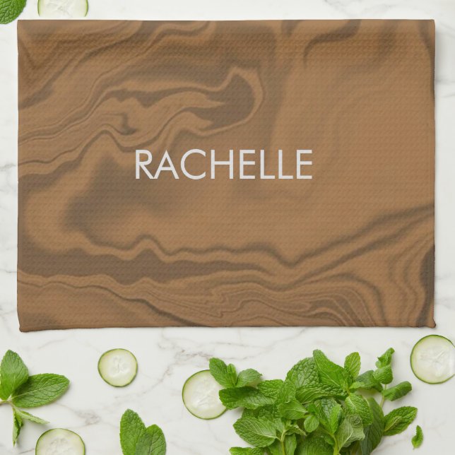 Paño De Cocina Marca personalizada textura marrón de mármol (Doblado)