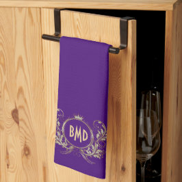 Paño De Cocina Marco floral negro y falso Purpurina Girly