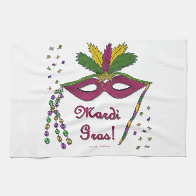 Paño De Cocina Mardi Gras Mask Feather Beather (Horizontal)