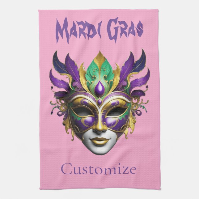 Paño De Cocina Mardi Gras Mask Thunder_Cove (Vertical)
