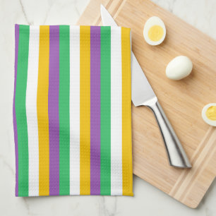 PAÑO DE COCINA MARDI GRAS VERDE PÚRPURO AMARILLO ARROJA LA COCINA