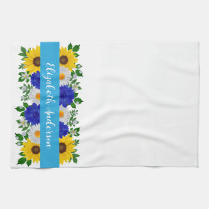 Paño De Cocina Margarita de Girasol Floral Azul