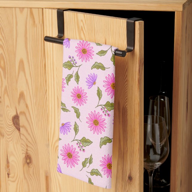 Paño De Cocina Margarita Lacy de Lavanda Rosa  (Pliegue de tercios)