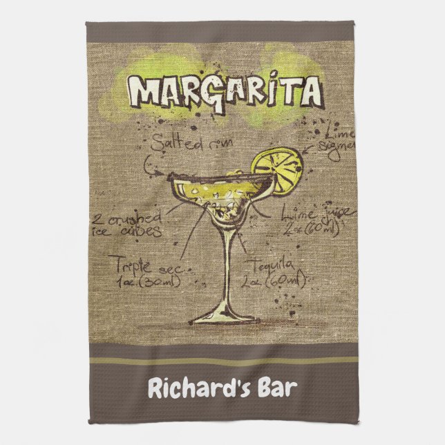 Paño De Cocina Margarita Personalizado Bar Burlap Personalizado (Vertical)
