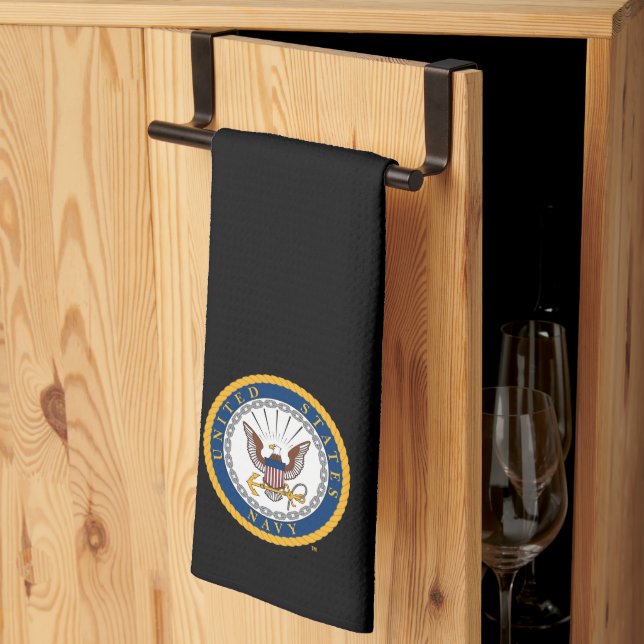 Paño De Cocina Marina de Estados Unidos | Emblema naval (Pliegue de tercios)