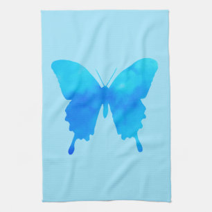 Paño De Cocina Mariposa acuarela - Tonos de azul cielo