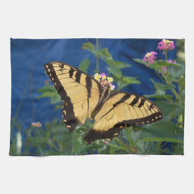 Paño De Cocina Mariposa de cerda amarilla y negra en una (Horizontal)