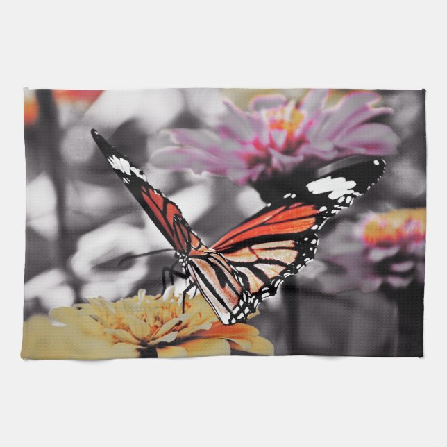 Paño De Cocina Mariposa en las flores (Horizontal)