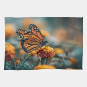 Paño De Cocina Mariposa en una caléndula