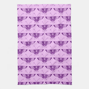Paño De Cocina Mariposa estilizada Art Deco - morado y orquídea