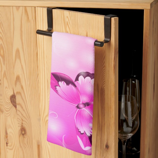 Paño De Cocina Mariposa magenta (Pliegue de tercios)