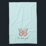 Paño De Cocina Mariposa moderna simple personalizada<br><div class="desc">Una bonita toalla decorativa de té con mariposa personalizada con tu nombre. Hace un divertido añadido a su cocina. Diseñado para ti por Blackberry Boulevard.</div>